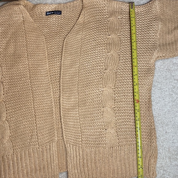 (A4) NEW SHEIN Camel Chunky Cable Knit Open Front Cardigan, Size Small, NWOT - Picture 9 of 10